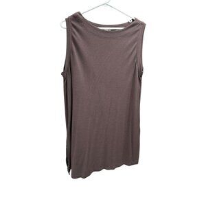 FLAX Moderns Sleeveless Tunic – Brown – Size L – Side Zips – Travel Knit